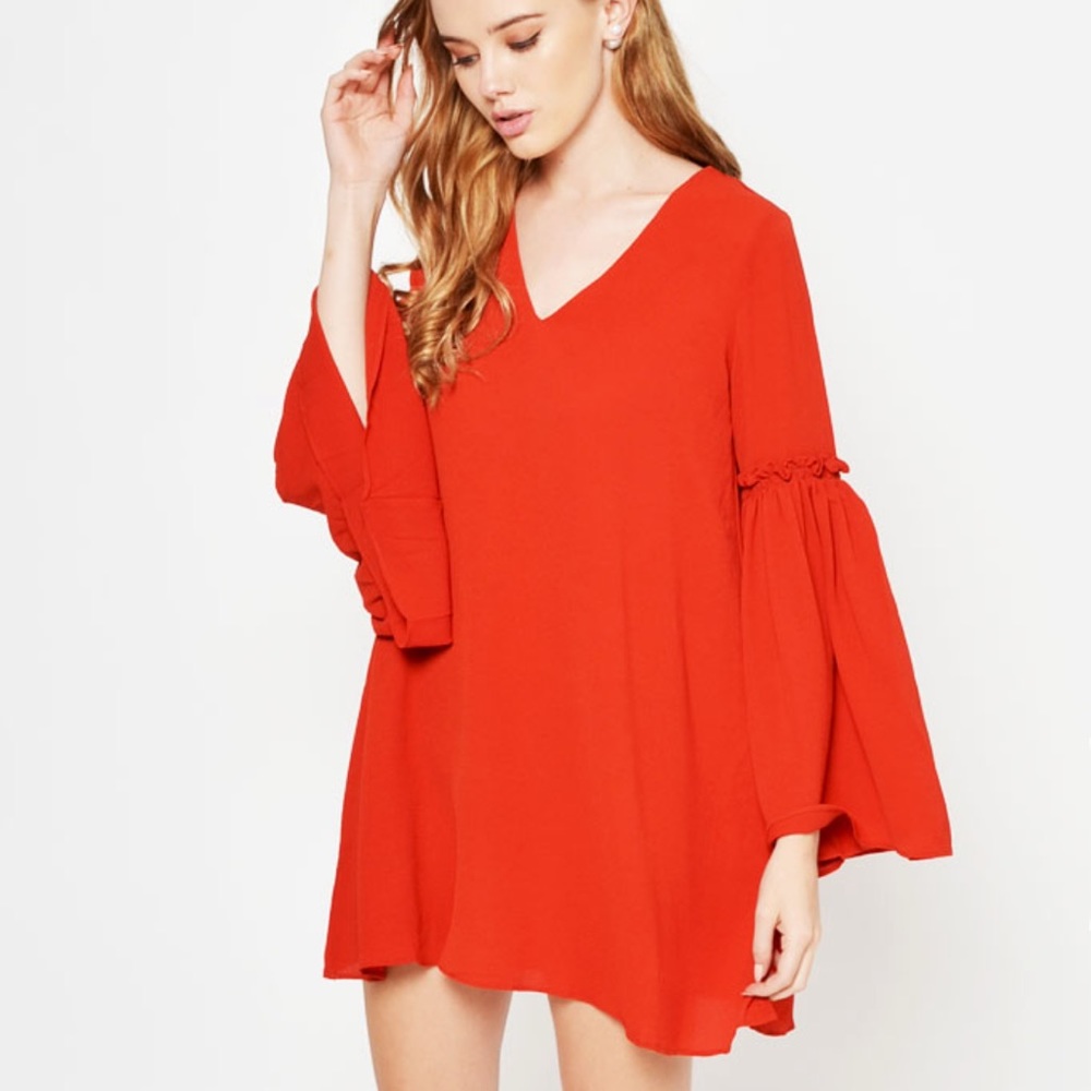 Zara | Orange Bell Sleeve Mini Dress